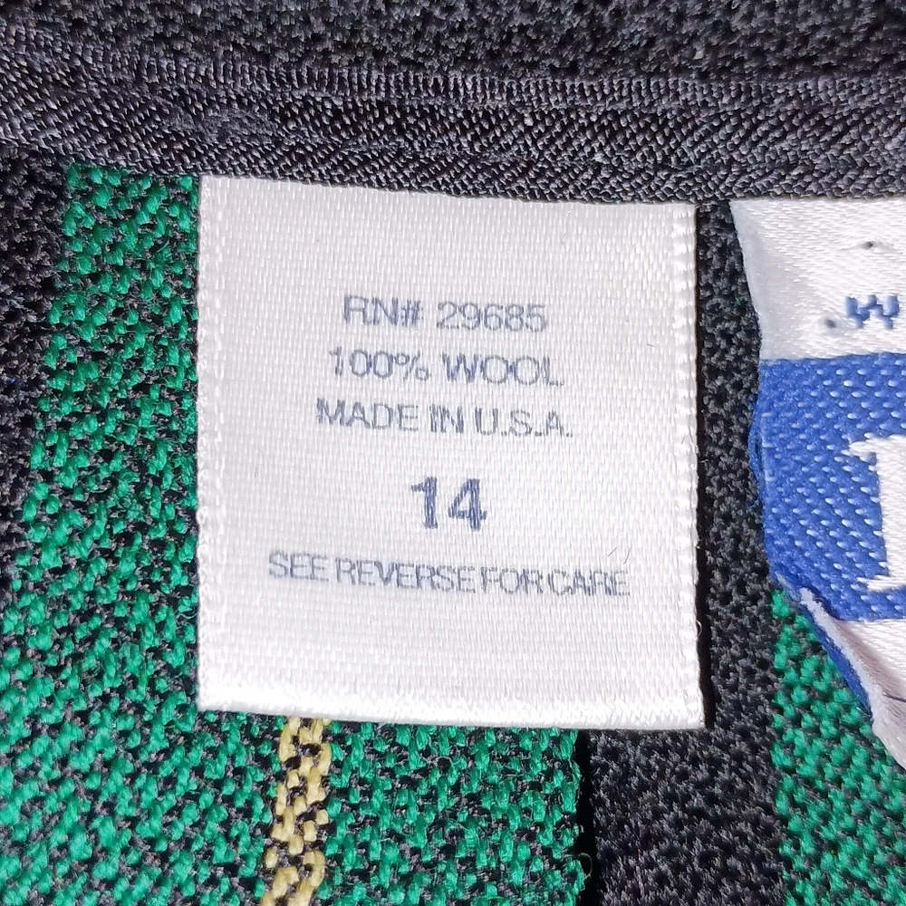 Vintage Pendleton Virgin Wool Black green red Pleated skirt 14p - Picture 4 of 8